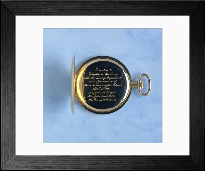 Framed Print : Captain Rostron watch inscription Framed Print : Captain Rostron watch inscription