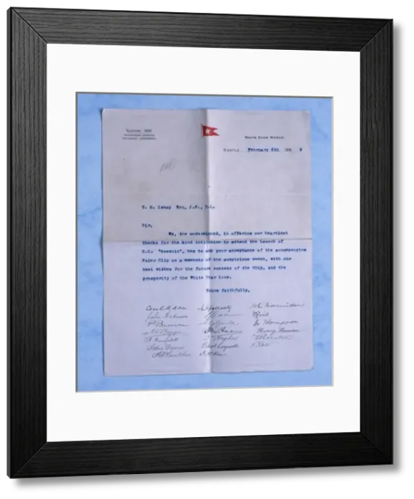 Framed Print : Letter to Thomas Henry Ismay Framed Print : Letter to Thomas Henry Ismay