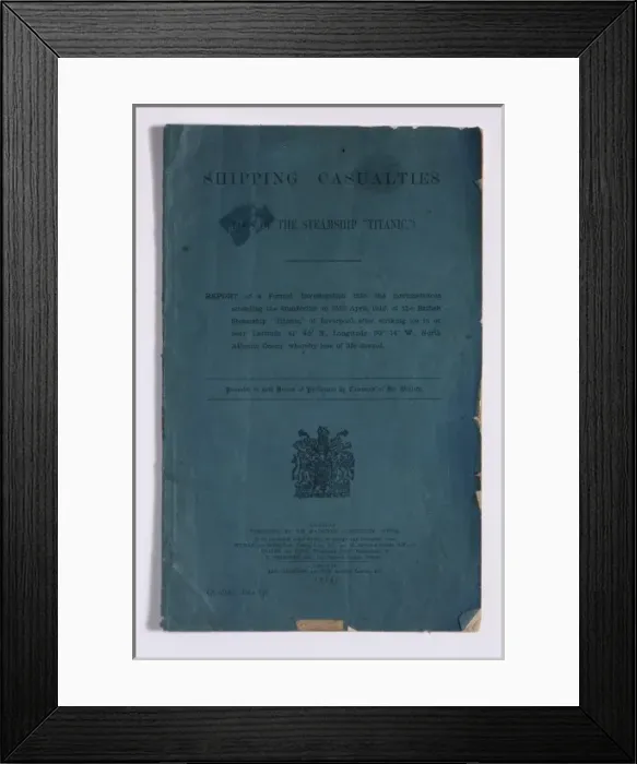 Framed Print : Shipping Casualties HMSO report Framed Print : Shipping Casualties HMSO report