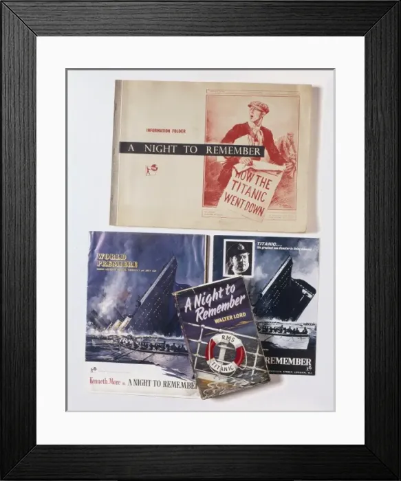 Framed Print : A Night to Remember, book and film items Framed Print : A Night to Remember, book and film items