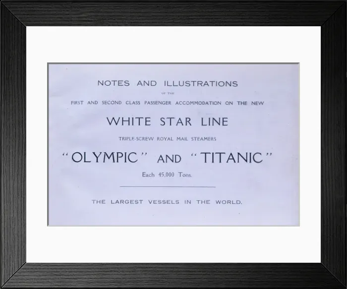 Framed Print : White Star Line 1st and 2nd Class booklet Framed Print : White Star Line 1st and 2nd Class booklet