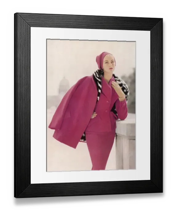 Framed Print : Patou cape and skirt suit, 1954 Framed Print : Patou cape and skirt suit, 1954