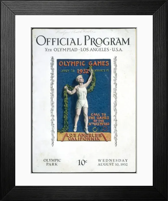 Framed Print : Official Programme for the 1932 Olympic Games in Los Angeles Framed Print : Official Programme for the 1932 Olympic Games in Los Angeles