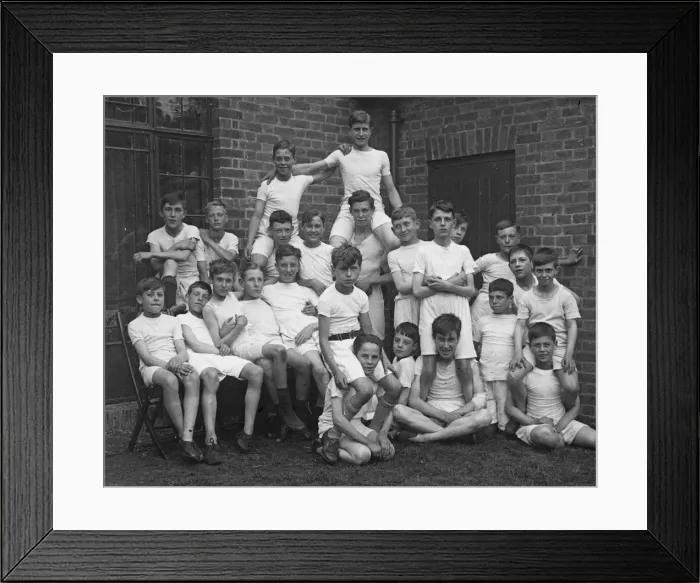 Framed Print : Boys Club gym class group photograph 1930