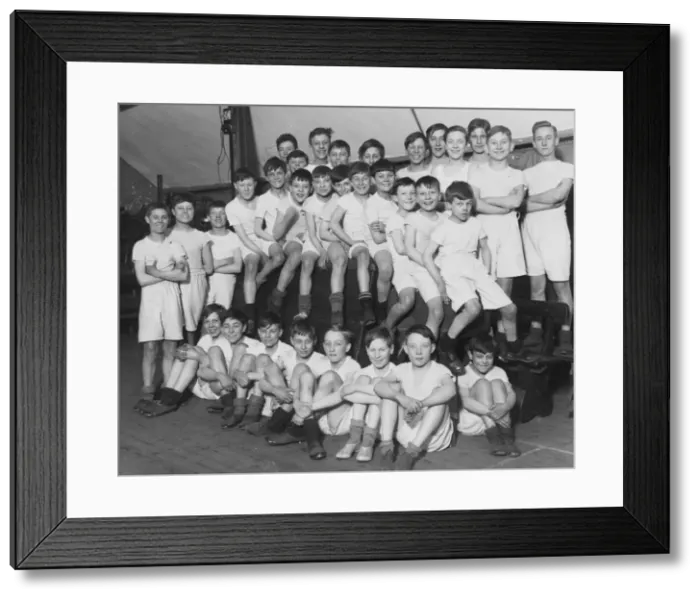 Framed Print : Boys Club gym class group photograph 1934 Framed Print : Boys Club gym class group photograph 1934