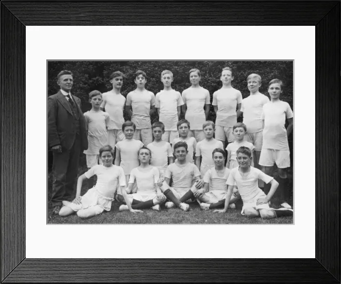 Framed Print : Boys Club gym class group photograph circa 1925 Framed Print : Boys Club gym class group photograph circa 1925