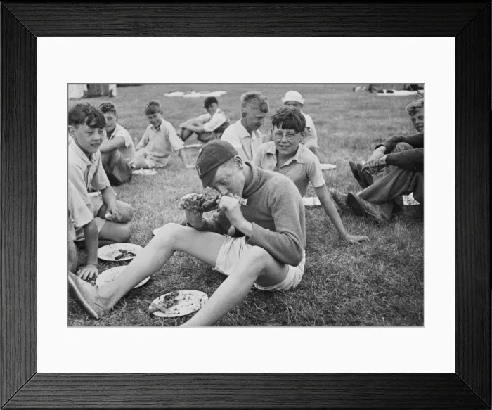 Framed Print : Boys Club, hungry boy 1934 Framed Print : Boys Club, hungry boy 1934