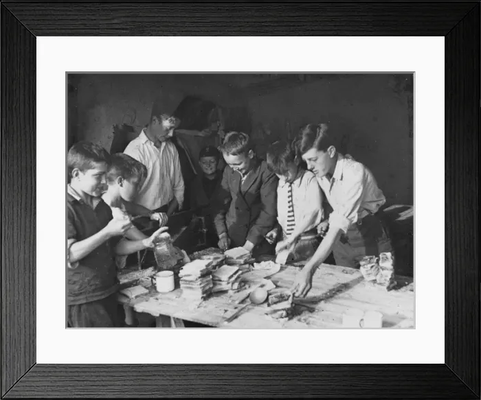 Framed Print : Boys Club sandwich making 1928 Framed Print : Boys Club sandwich making 1928