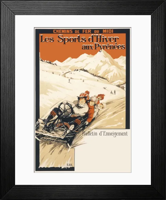 Framed Print : Winter sports in the Pyrenees poster Framed Print : Winter sports in the Pyrenees poster