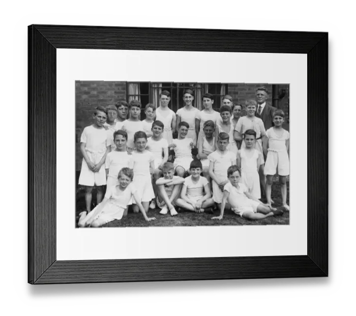 Framed Print : Boys Club gym class group photograph 1933 Framed Print : Boys Club gym class group photograph 1933