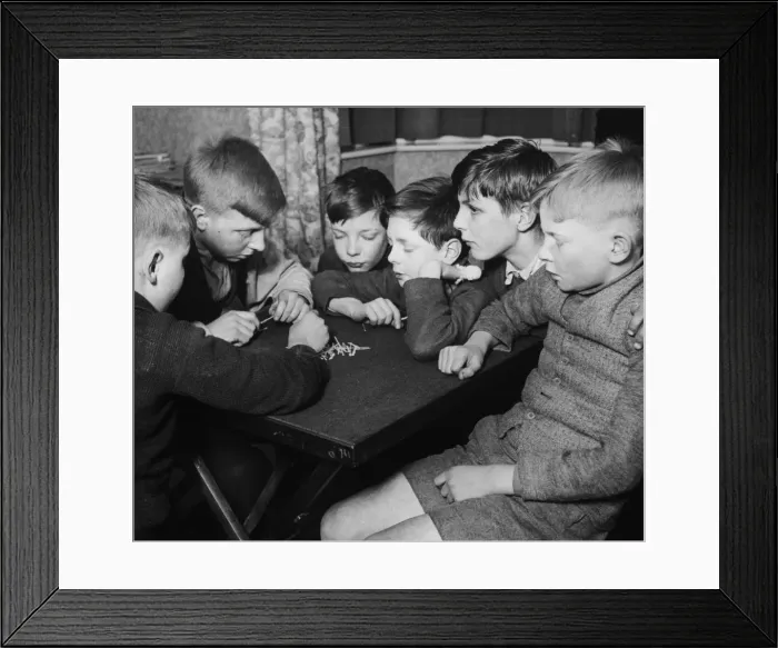 Framed Print : Boys Club evening activities, Jack Straws 1937 Framed Print : Boys Club evening activities, Jack Straws 1937