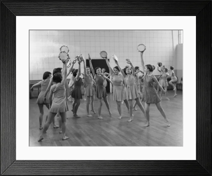 Framed Print : Physical education, girls Framed Print : Physical education, girls