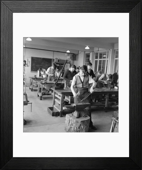 Framed Print : Education, boys, metal work Framed Print : Education, boys, metal work