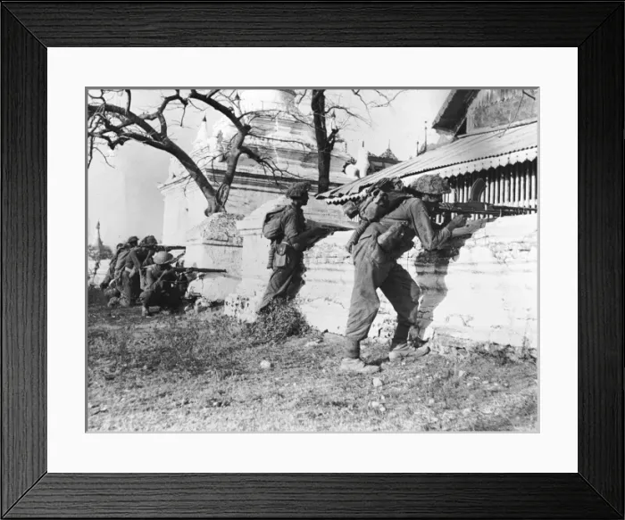 Framed Print : British infantry firing amid the historic pagodas - Burma Framed Print : British infantry firing amid the historic pagodas - Burma