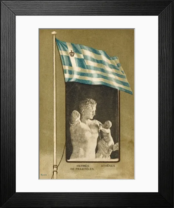 Framed Print : Greek Flag - Sculpture by Praxiteles Framed Print : Greek Flag - Sculpture by Praxiteles