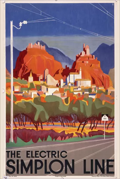 Poster advertising the electric Simplon Line