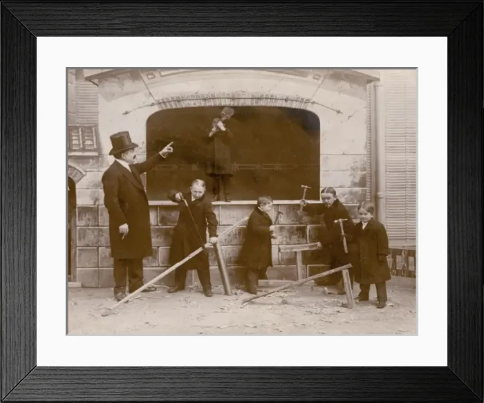 Framed Print : Tiny Town carpenters constructing a shop Framed Print : Tiny Town carpenters constructing a shop