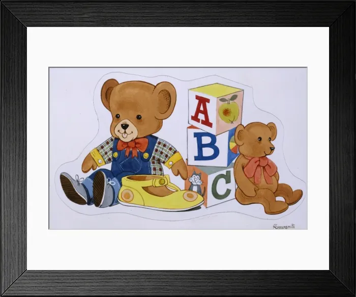 Framed Print : Toy bears and Alphabet Squares Framed Print : Toy bears and Alphabet Squares