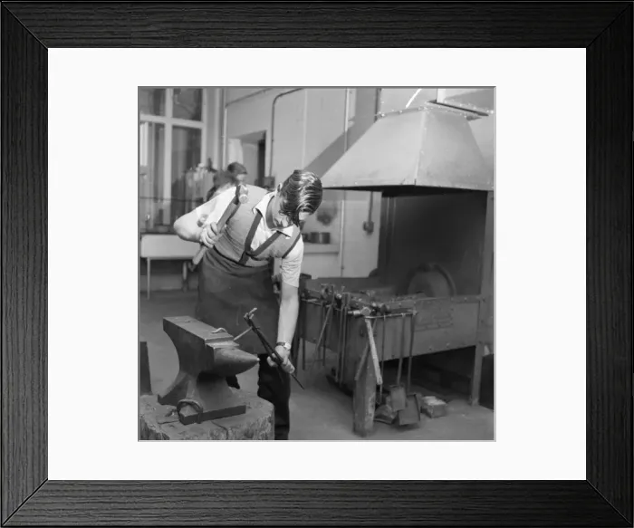 Framed Print : Education, boys, metal work Framed Print : Education, boys, metal work