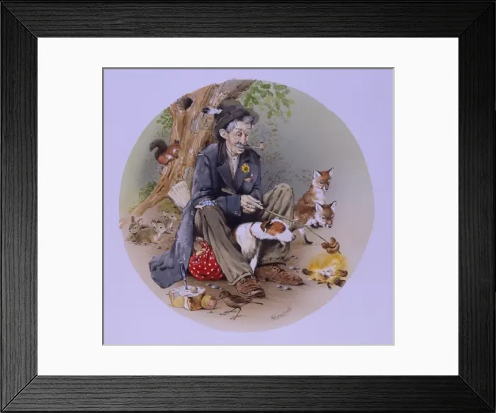 Framed Print : Old Tramp cooking his dinner Framed Print : Old Tramp cooking his dinner