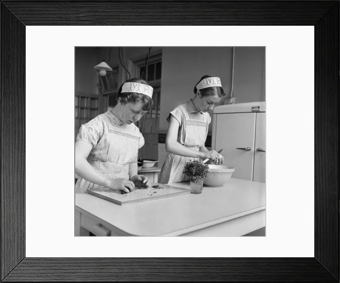 Framed Print : Education, girls, cookery Framed Print : Education, girls, cookery