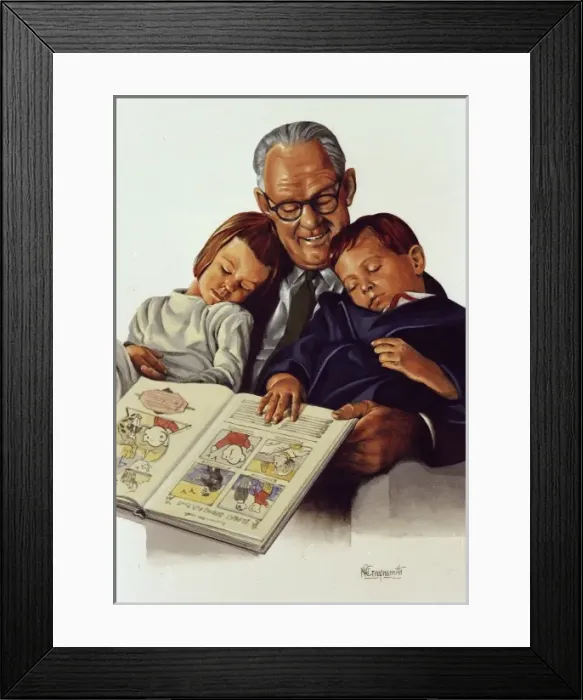 Framed Print : Grandfather reads to grandchildren Framed Print : Grandfather reads to grandchildren