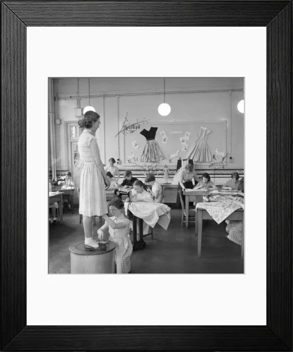 Framed Print : Education, girls, needlework Framed Print : Education, girls, needlework