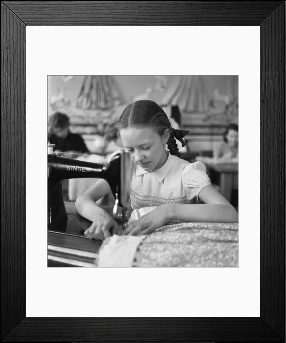 Framed Print : Education, girls, needlework Framed Print : Education, girls, needlework
