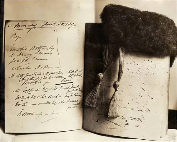 Notebook and wig of Justice Hawkins