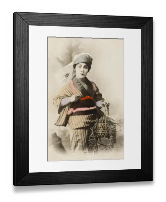 Framed Print : Chinese Woman carrying a plant Framed Print : Chinese Woman carrying a plant