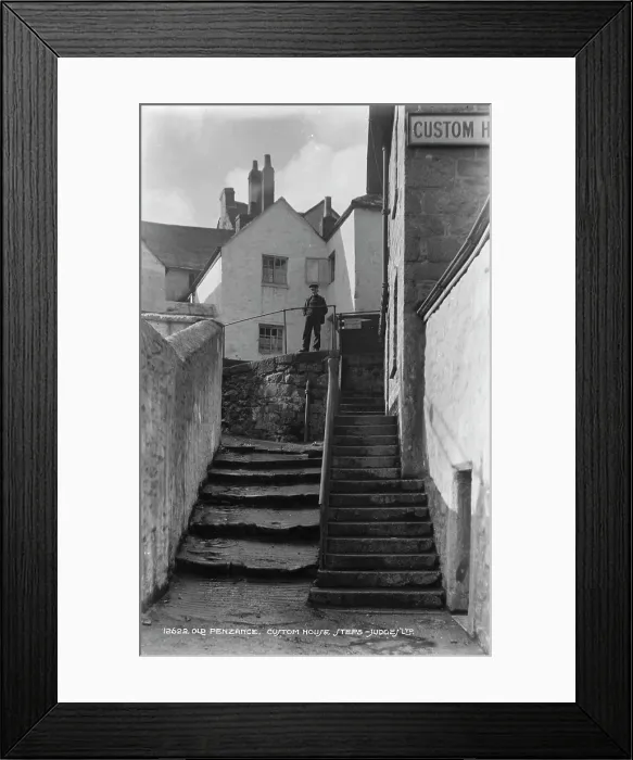 Framed Print : Custom House Steps in Old Penzance Framed Print : Custom House Steps in Old Penzance