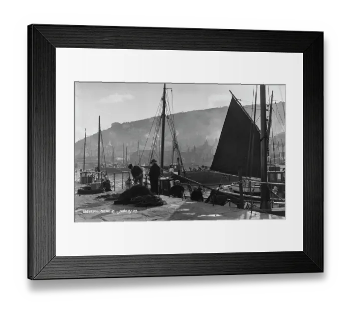 Framed Print : Busy Harbor Scene in Mousehole Framed Print : Busy Harbor Scene in Mousehole