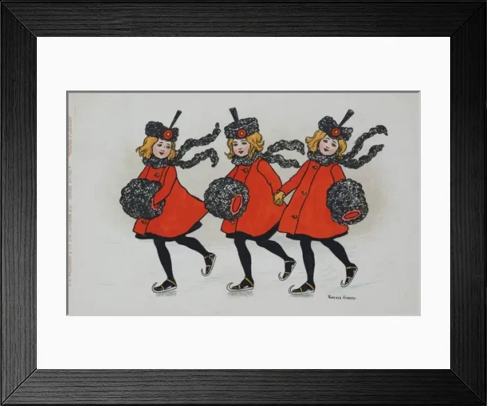 Framed Print : Skating Girls by Florence Hardy Framed Print : Skating Girls by Florence Hardy