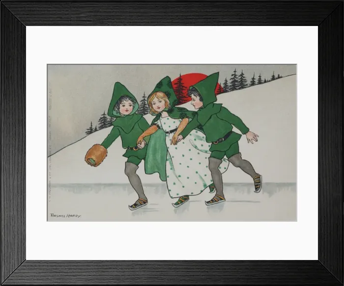 Framed Print : Christmas children skating by Florence Hardy Framed Print : Christmas children skating by Florence Hardy