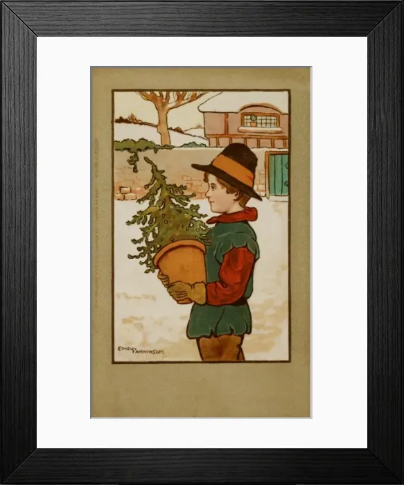 Framed Print : Boy with Christmas Tree by Ethel Parkinson Framed Print : Boy with Christmas Tree by Ethel Parkinson
