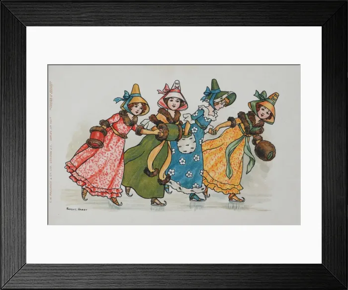 Framed Print : Skating girls by Florence Hardy Framed Print : Skating girls by Florence Hardy