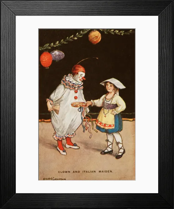 Framed Print : Childrens Carnival - Clown and Italian Maiden Framed Print : Childrens Carnival - Clown and Italian Maiden
