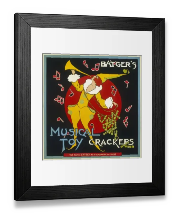 Framed Print : Batgers Musical Toy Crackers label Framed Print : Batgers Musical Toy Crackers label