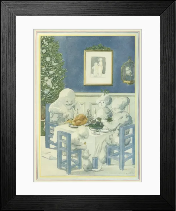 Framed Print : Snow family Christmas dinner Framed Print : Snow family Christmas dinner
