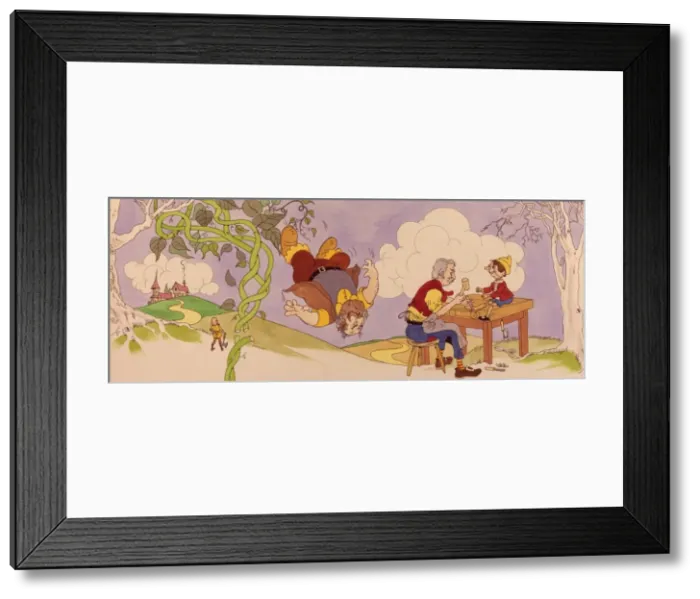 Framed Print : Pinocchio meets Jack and the Beanstalk Framed Print : Pinocchio meets Jack and the Beanstalk