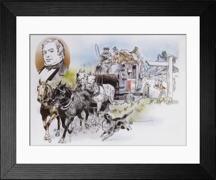 Framed Print : Stagecoach and horses Framed Print : Stagecoach and horses