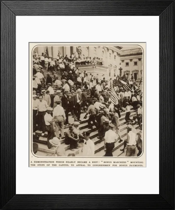 Framed Print : Veterans Riot at Washington: on the Steps of Congress
