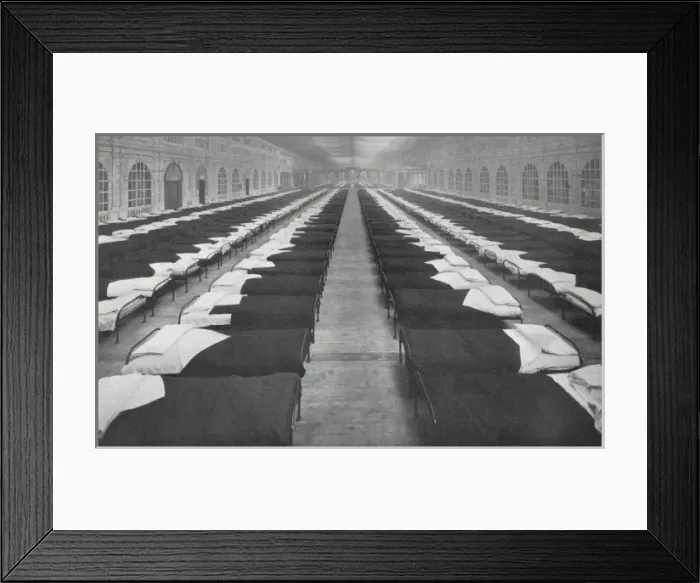 Framed Print : Wartime Beds at Earls Court, West London Framed Print : Wartime Beds at Earls Court, West London