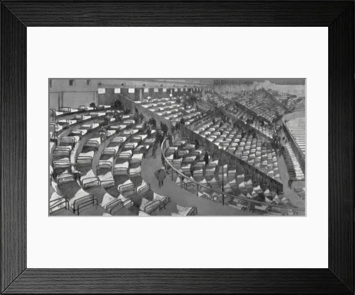 Framed Print : Wartime Beds at Earls Court, West London Framed Print : Wartime Beds at Earls Court, West London
