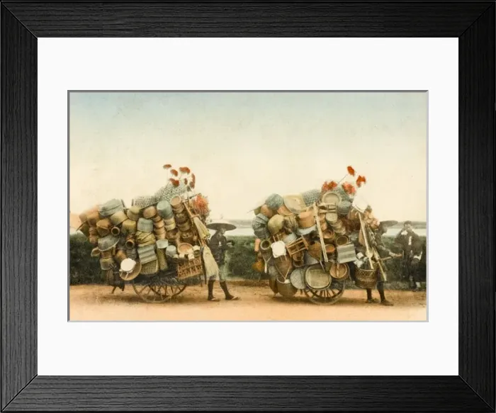 Framed Print : Japan - Basket Sellers Framed Print : Japan - Basket Sellers
