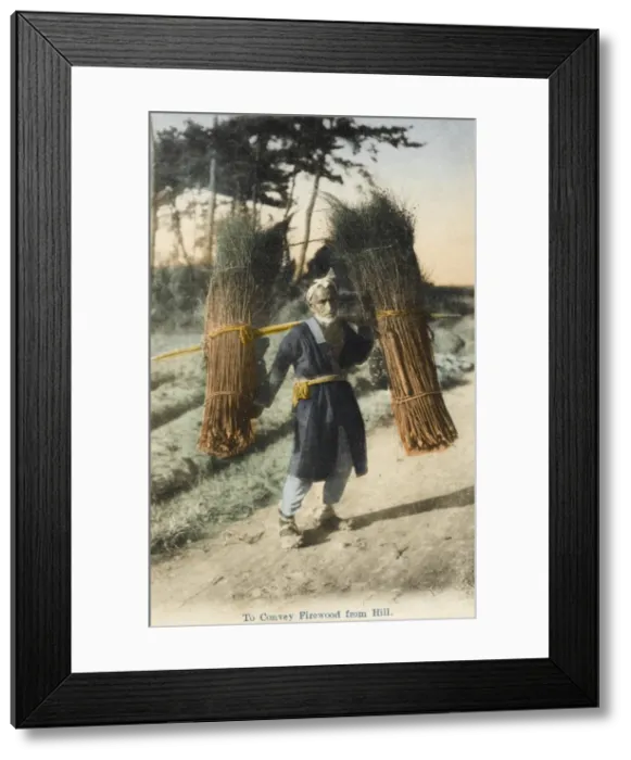 Framed Print : Firewood Carrier - Japan Framed Print : Firewood Carrier - Japan