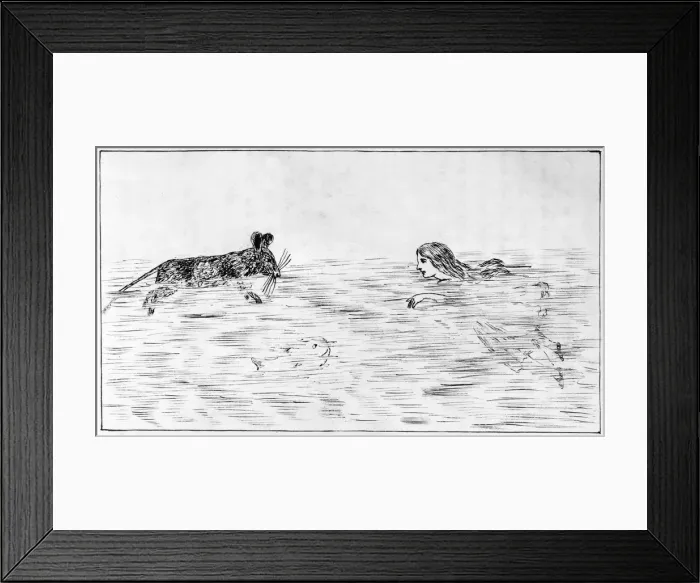 Framed Print : Alices Adventures Underground: Alice in the pool of tears