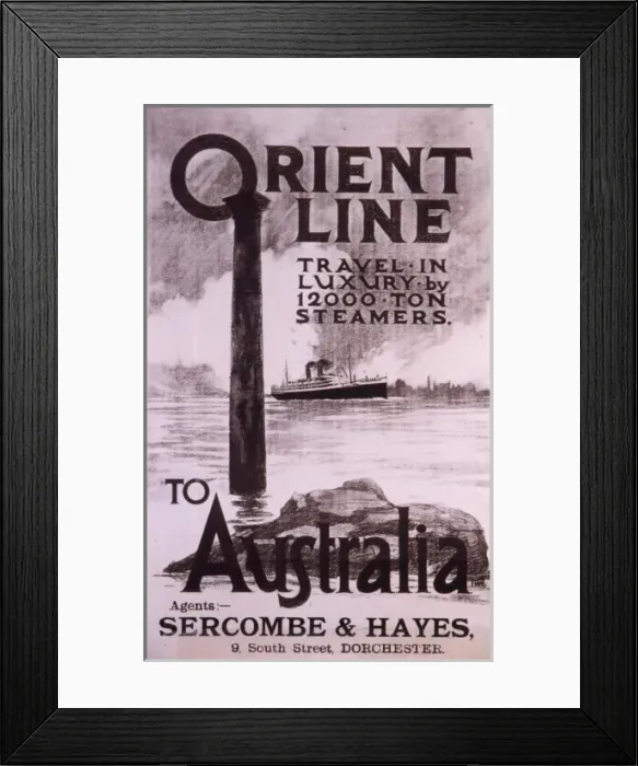 Framed Print : Poster advertising Orient Line to Australia Framed Print : Poster advertising Orient Line to Australia