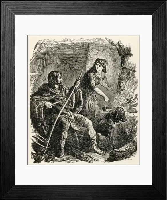 Framed Print : Alfred burns the Cakes Framed Print : Alfred burns the Cakes