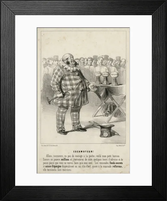 Framed Print : Rotund magician about to perform a trick for a crowd Framed Print : Rotund magician about to perform a trick for a crowd
